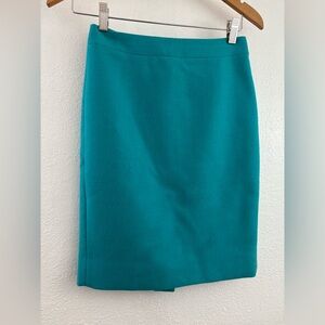 J. Crew No. 2 Pencil Skirt in a teal or green double-serge wool size 00P